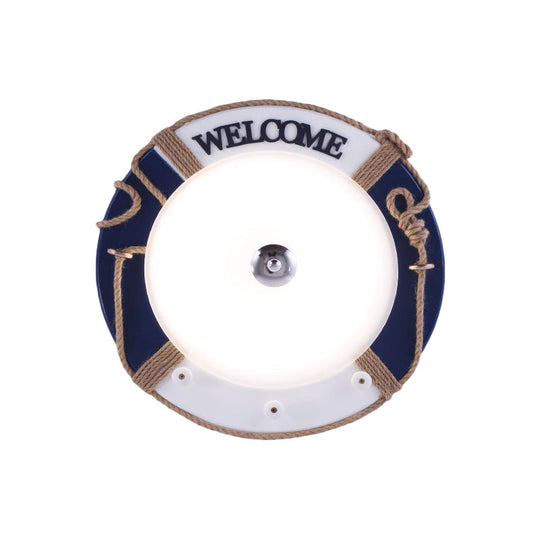 Dome Boys Bedroom Ceiling Light - Nautical Swim Ring Resin Lamp In Blue