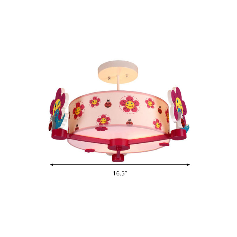 Charming 3 - Light Pink Fabric Ceiling Light For Girls’ Bedroom