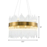 Led Crystal Rod Suspension Brass Chandelier Light With Waterfall Design - 25.5/31.5 Diameter