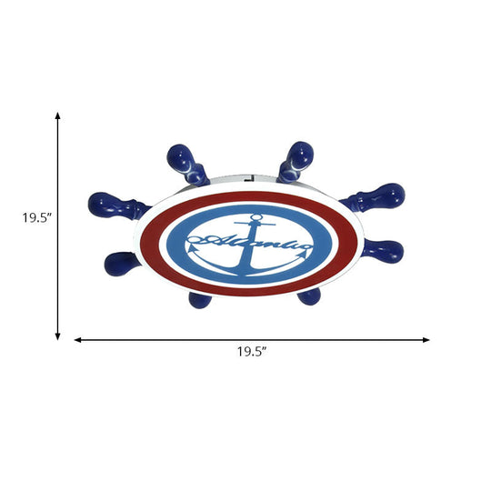 Mediterranean Blue Anchor Flush Mount Ceiling Light: Acrylic Fixture For Kindergarten