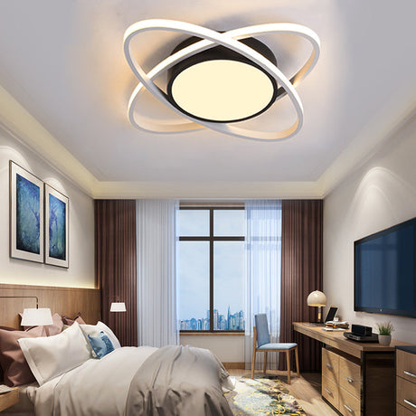 Contemporary Black Acrylic Flush Ceiling Light - Led Lamp For Study Room / Warm
