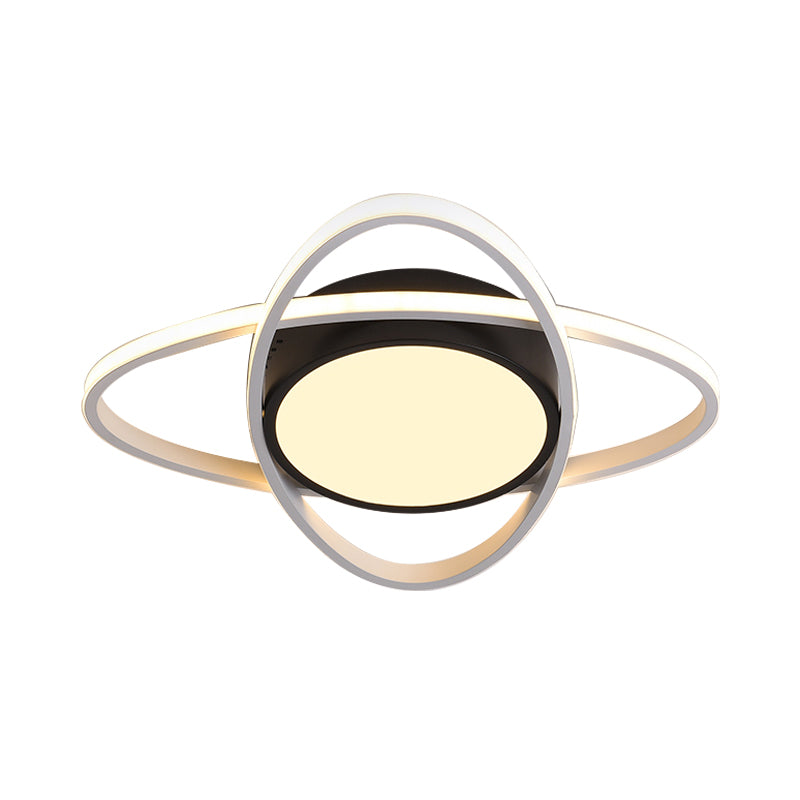 Contemporary Black Acrylic Flush Ceiling Light - Led Lamp For Study Room