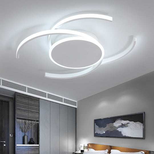Contemporary Acrylic Flushmount With Double C Design - Indoor White Led Lighting / 16’