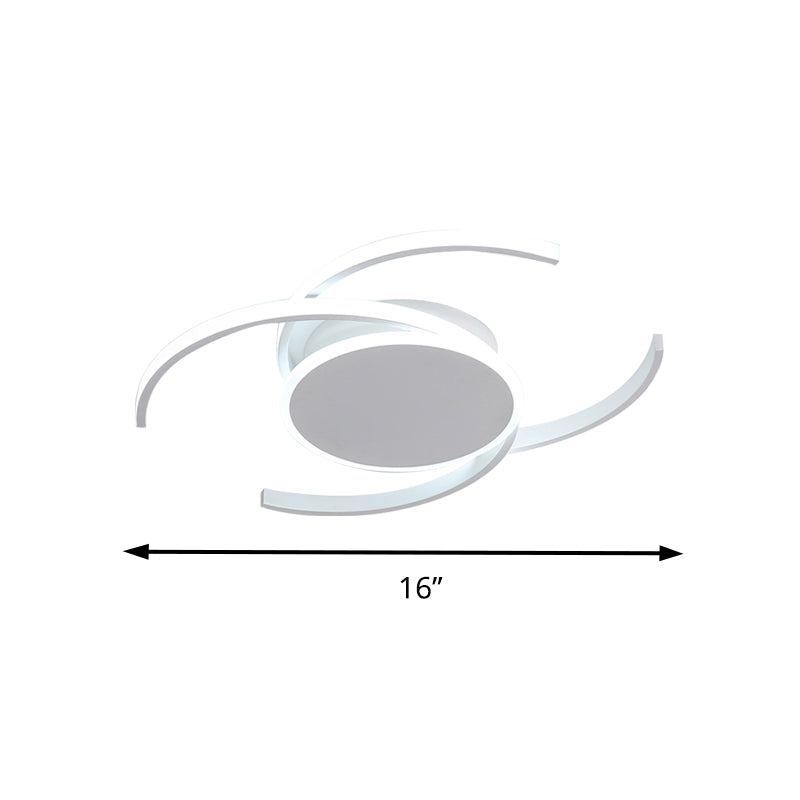 Contemporary Acrylic Flushmount With Double C Design - Indoor White Led Lighting