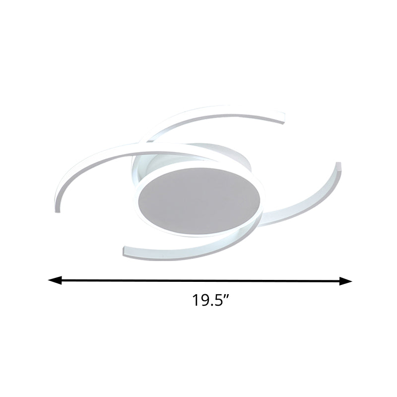 Contemporary Acrylic Flushmount With Double C Design - Indoor White Led Lighting