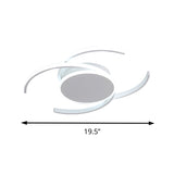Contemporary Acrylic Flushmount With Double C Design - Indoor White Led Lighting