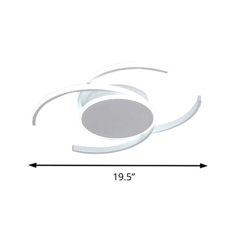 Contemporary Acrylic Flushmount With Double C Design - Indoor White Led Lighting