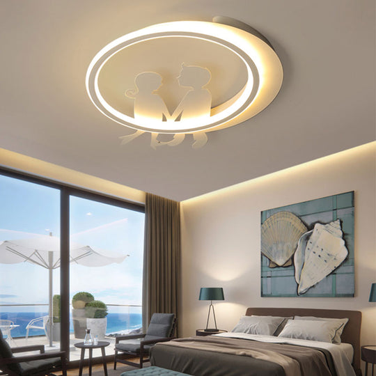 Modern White Acrylic Circle Ceiling Light Fixture For Bedroom - Contemporary Design / 16 Warm