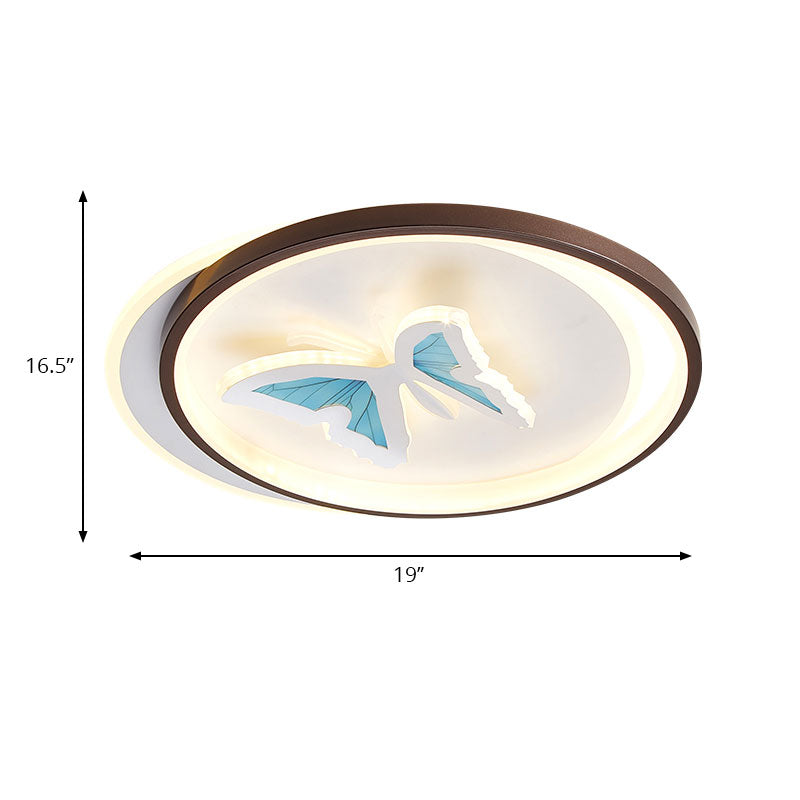 Blue Acrylic Butterfly Ceiling Lamp - Modern Contemporary Flush Mount Light