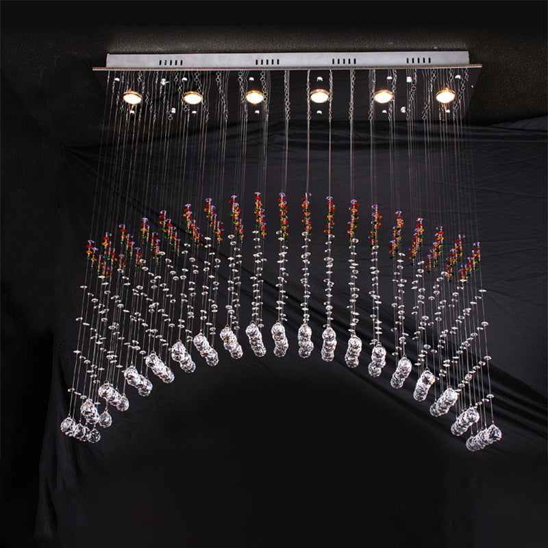 Satin Nickel Crystal Flush Mount Lighting - Perfect For Dining Room