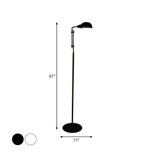 Contemporary Metallic Semi-Globe Floor Lamp Single Bulb Black/White Stand Ideal For Living Room