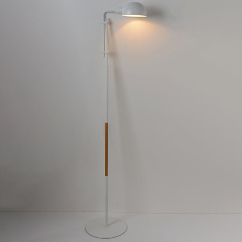 Contemporary Metallic Semi-Globe Floor Lamp Single Bulb Black/White Stand Ideal For Living Room