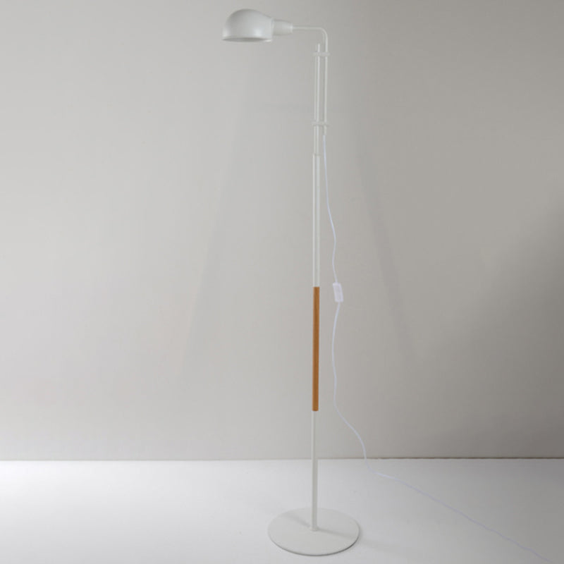 Contemporary Metallic Semi-Globe Floor Lamp Single Bulb Black/White Stand Ideal For Living Room