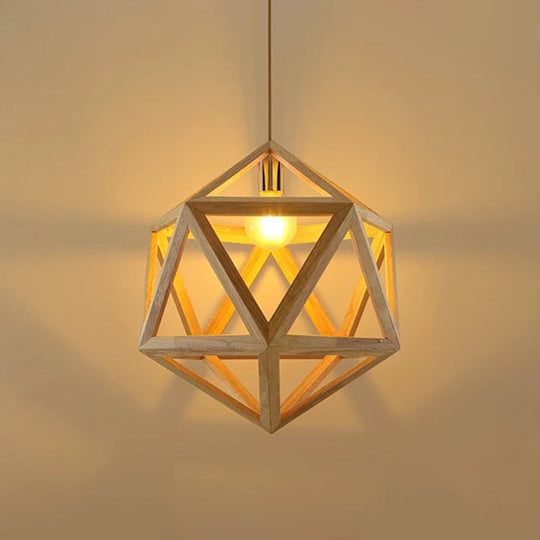 Modern Orb Bamboo Pendant Light - 1-Light Beige Suspended Fixture For Dining Table