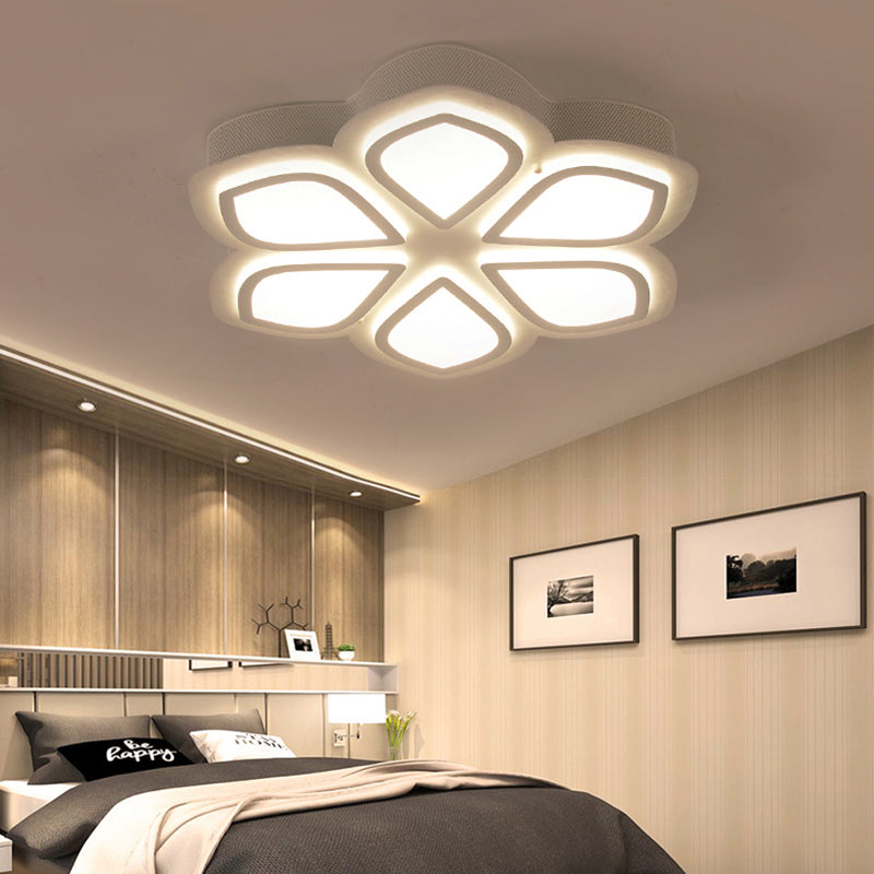 Nordic Led Flush Mount Ceiling Light For Bedroom - White Acrylic Finish / Warm A
