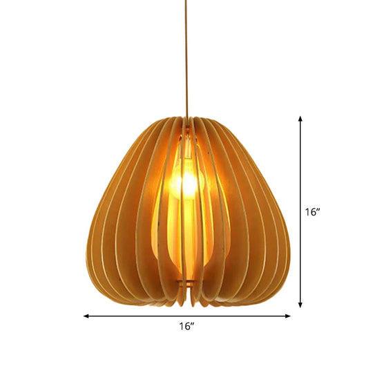 Modern Orb Bamboo Pendant Light - 1-Light Beige Suspended Fixture For Dining Table