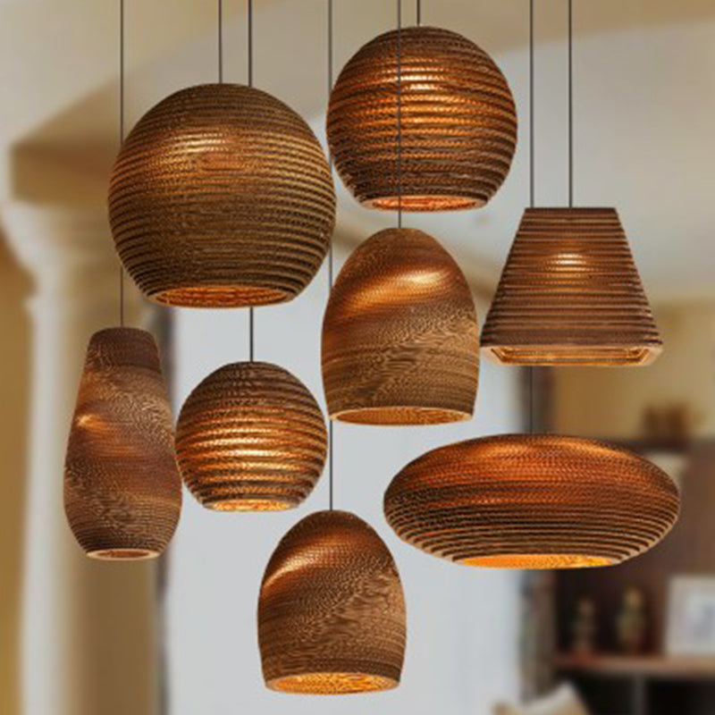 Country Style Trapezoid Vase Pendant Light - Single Brown Suspension Lamp 10/12/15 Wide / 12