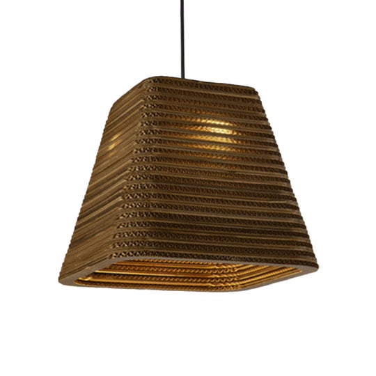 Country Style Trapezoid/Vase Pendant Light Kit - Single Brown Suspension Lamp 10’/12’/15’ Wide