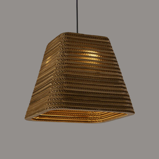 Country Style Trapezoid Vase Pendant Light - Single Brown Suspension Lamp 10/12/15 Wide