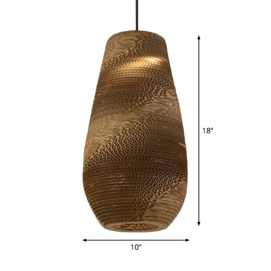 Country Style Trapezoid/Vase Pendant Light Kit - Single Brown Suspension Lamp 10’/12’/15’ Wide