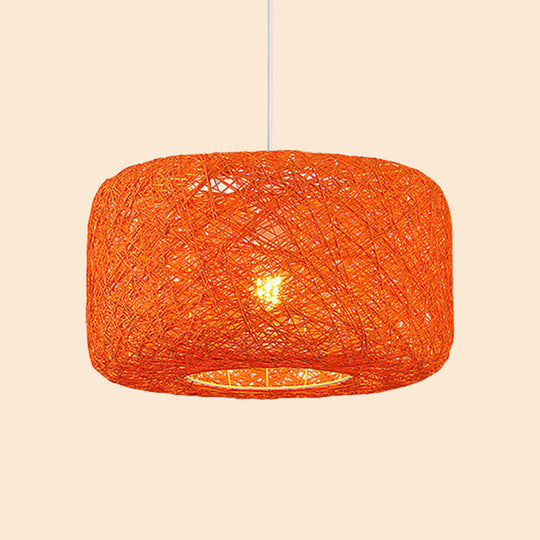 Colorful Drum Pendant Macaron Light For Bistro - Red/Pink/Orange