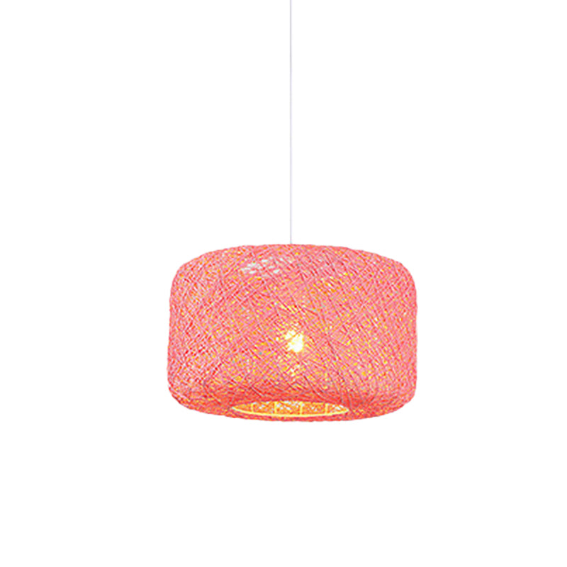 Colorful Drum Pendant Macaron Light For Bistro - Red/Pink/Orange