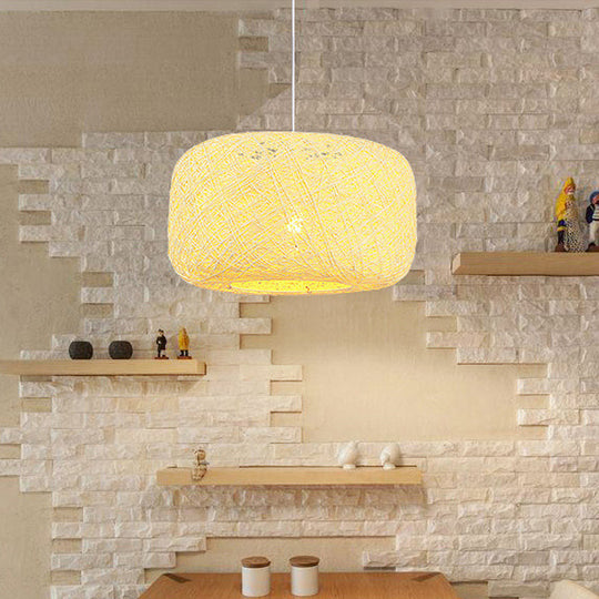 Colorful Drum Pendant Macaron Light For Bistro - Red/Pink/Orange