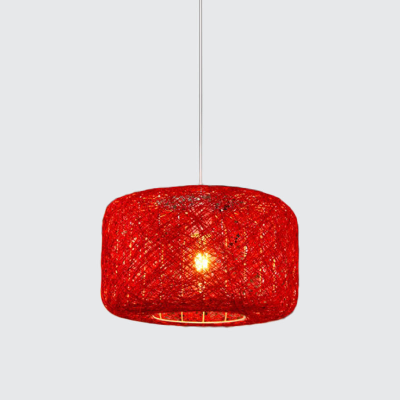 Colorful Drum Pendant Macaron Light For Bistro - Red/Pink/Orange