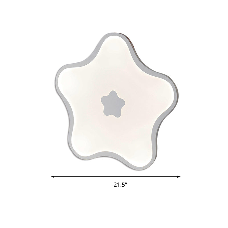 Contemporary Led Flush Mount Ceiling Lamp For Study Room - White Star Acrylic Light
