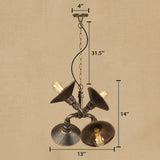 Vintage Industrial Saucer Shade Metal Hanging Chandelier - Aged Silver/Bronze