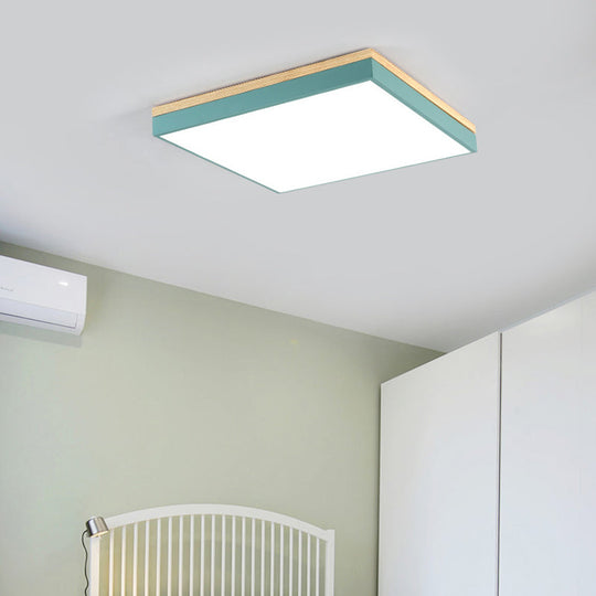 Acrylic Led Ceiling Light For Baby Room & Hallway - Macaron Loft Square Flush Lamp Green / 16 White