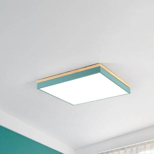 Acrylic Led Ceiling Light For Baby Room & Hallway - Macaron Loft Square Flush Lamp