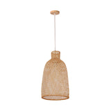 Asian Beige Bamboo Shade Pendant Light With Unique Pendulum Design