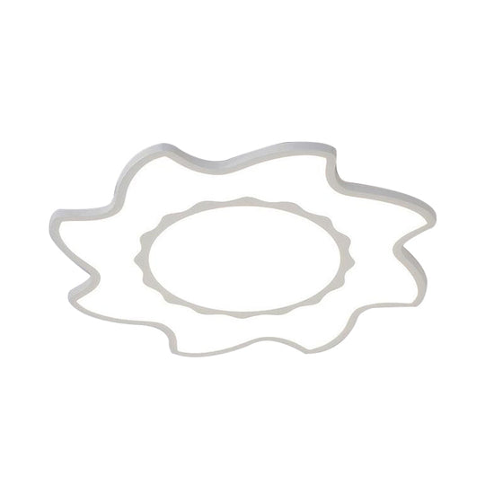 Blazing Sun Cartoon Acrylic Led Ceiling Lamp - White Flush Light For Nursing Room