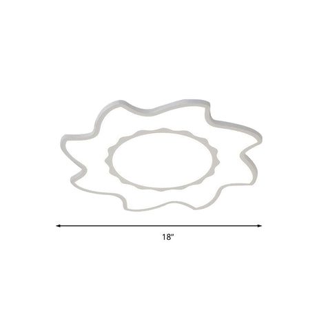 Blazing Sun Cartoon Acrylic Led Ceiling Lamp - White Flush Light For Nursing Room
