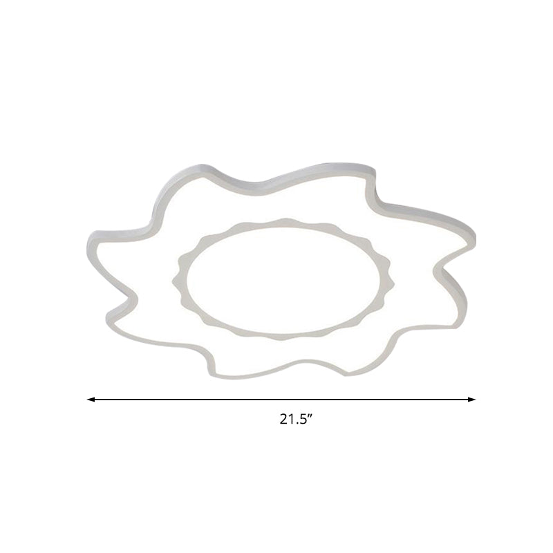 Blazing Sun Cartoon Acrylic Led Ceiling Lamp - White Flush Light For Nursing Room