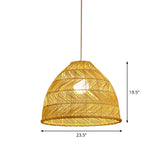 Asia Bell Shade Pendant Lighting Fixture - Bamboo 16/19.5/23.5 Wide Beige