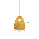 Asian Bamboo Bell Shade Pendant Light Fixture - Wide 16’/19.5’/23.5’ Beige