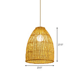 Asia Bell Shade Pendant Lighting Fixture - Bamboo 16/19.5/23.5 Wide Beige