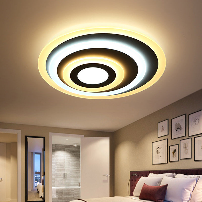Simple White Led Flush Ceiling Light - 19.5’/31.5’/39’ Wide Warm/White