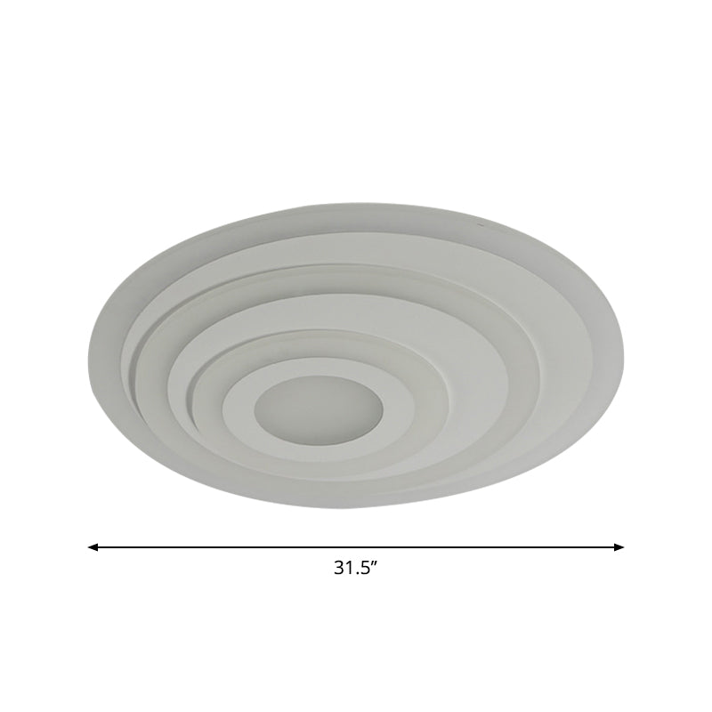 Simple White Led Flush Ceiling Light - 19.5’/31.5’/39’ Wide Warm/White