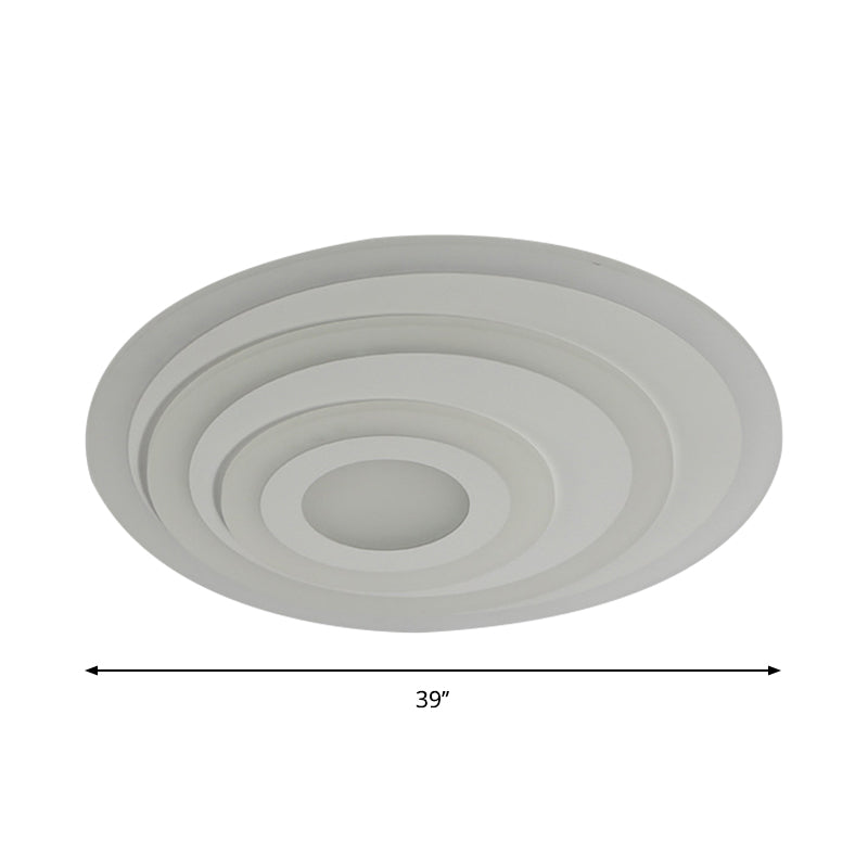 Simple White Led Flush Ceiling Light - 19.5’/31.5’/39’ Wide Warm/White