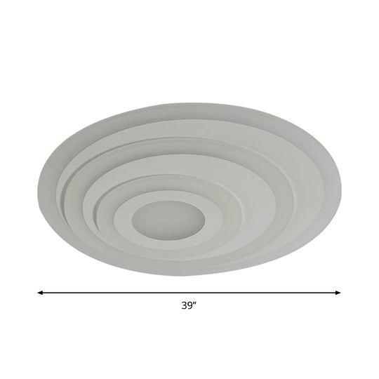 Simple White Led Flush Ceiling Light - 19.5’/31.5’/39’ Wide Warm/White