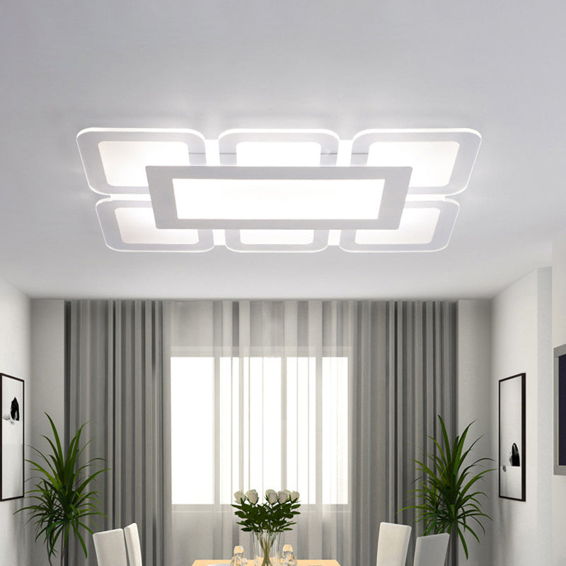 Modern Acrylic Led Flushmount Light In White - Available Various Sizes