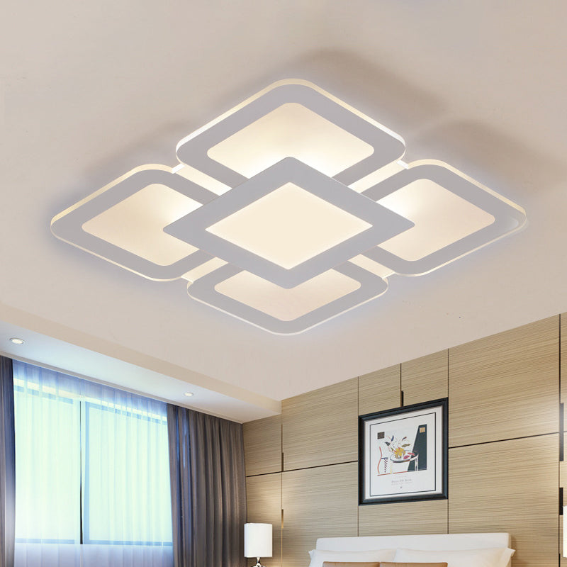 Modern Acrylic Led Flushmount Light In White - Available Various Sizes / 16.5