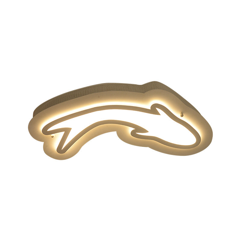 Nordic Dolphin Ceiling Lights For Kids Bedroom - Acrylic Flush Mount In White