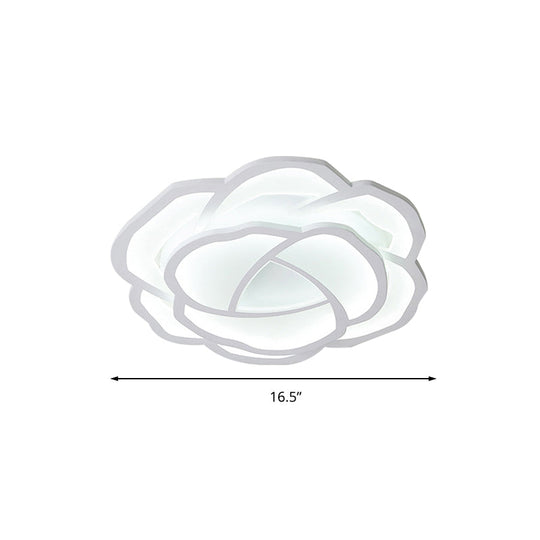 Modern Led Baby Bedroom Flower Ceiling Lamp - Pretty White Flush Light For Nurseries