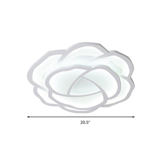 Modern Led Baby Bedroom Flower Ceiling Lamp - Pretty White Flush Light For Nurseries