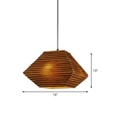 1 Bulb Bistro Pendant Light In Rustic Brown With Corrugated Paper Shade / B