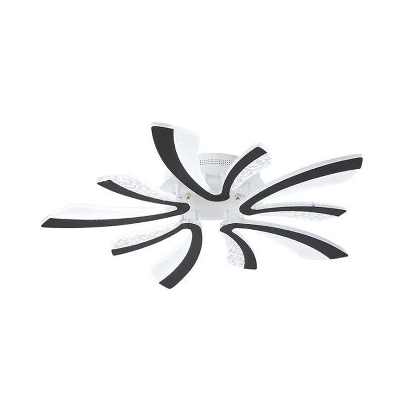 Simplicity Dandelion Led Ceiling Light Black Acrylic 3/5 Lights Warm/White Glow For Living Room